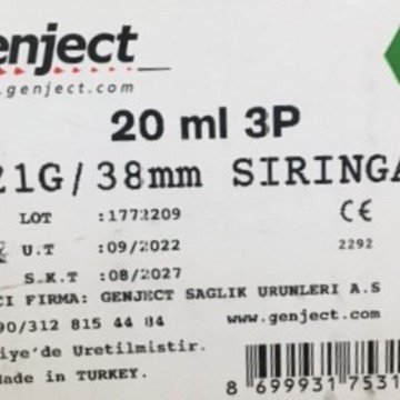 Genject 20ml 3p 21g 38mm Enjektör 10 Adet-img